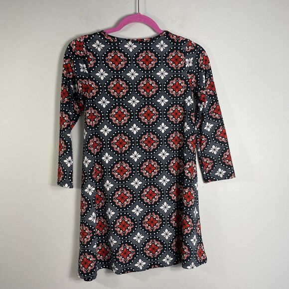 J Khaki JK Girls Authentic Long Sleeve A Line Dress Size M Black Floral Print - Picture 3 of 10